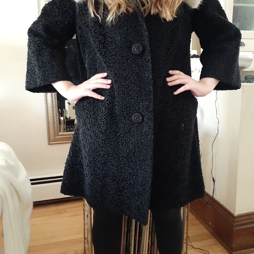 Vintage Black Persion Lamb with Mink 1960's - Picture 4 of 5